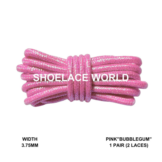 Pink Bubblegum Glitter Rope Shoelaces 3.75mm Colorful Pattern Laces Ships Out From The USA Next Day