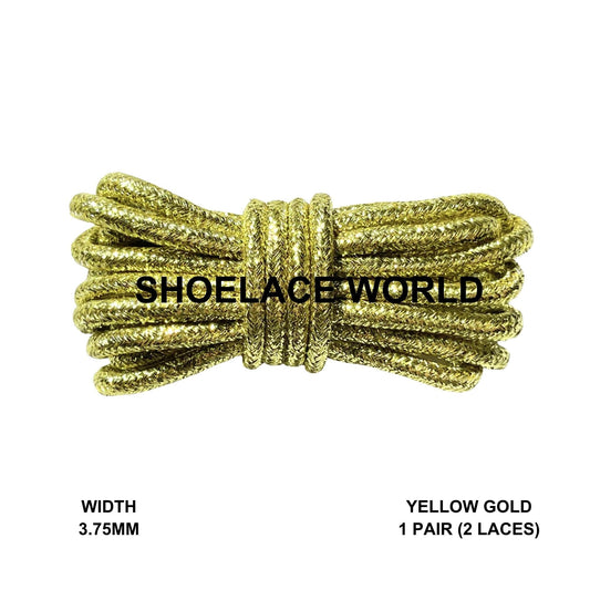Yellow Gold Rope Shoelaces 3.75mm Colorful Pattern Laces Ships Out From The USA Next Day