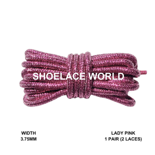 Lady Pink Rope Shoelaces 3.75mm Colorful Pattern Laces Ships Out From The USA Next Day