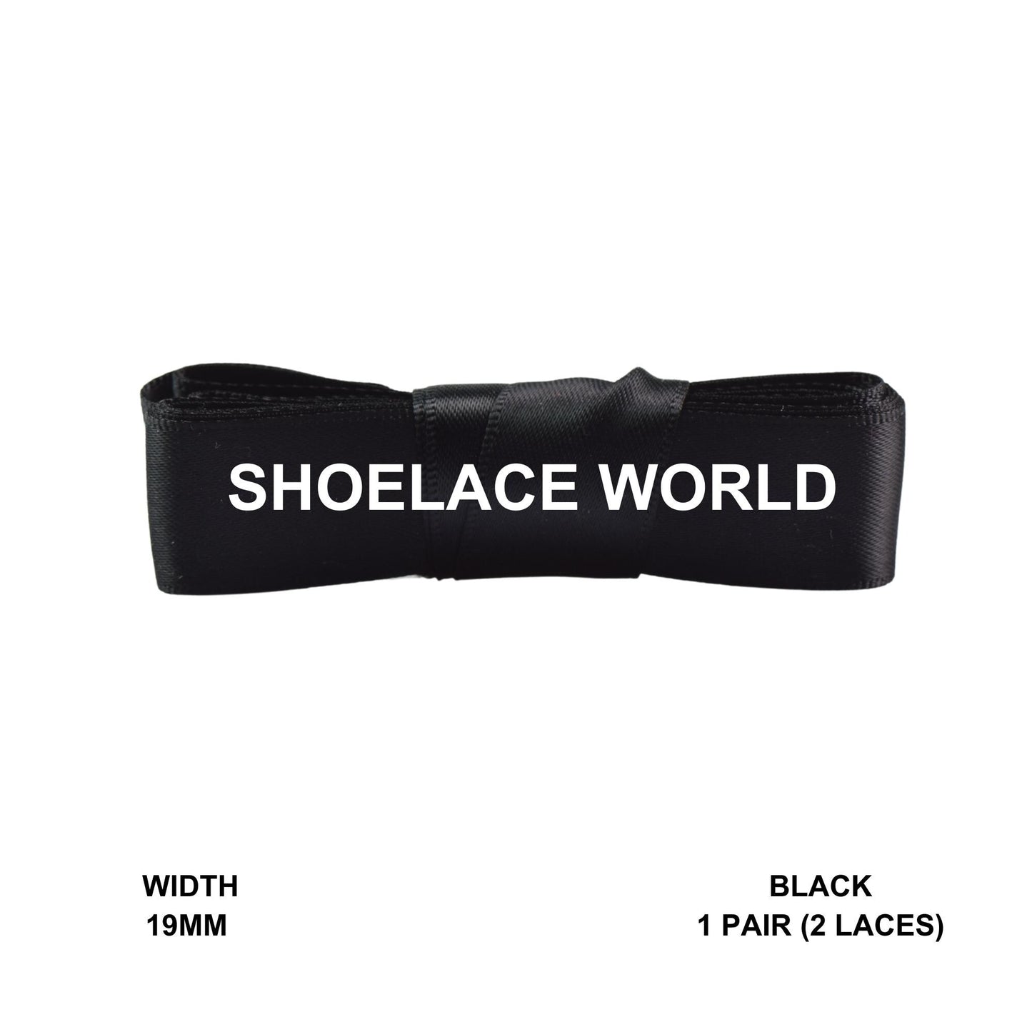Black Ribbon Shoelaces 19mm 3/4th Inch Velvet Satin Laces Ships Fast From The USA