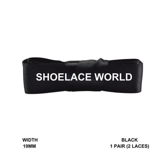 Black Ribbon Shoelaces 19mm 3/4th Inch Velvet Satin Laces Ships Fast From The USA