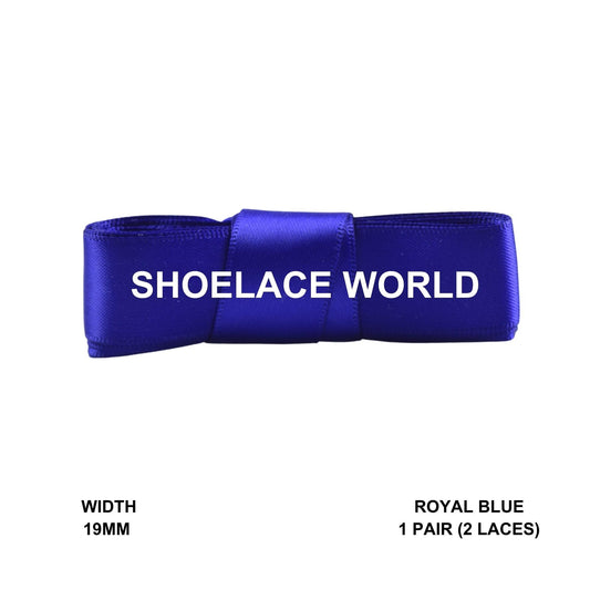 Royal Blue Ribbon Shoelaces 19mm 3/4th Inch Velvet Satin Laces Ships Fast From The USA