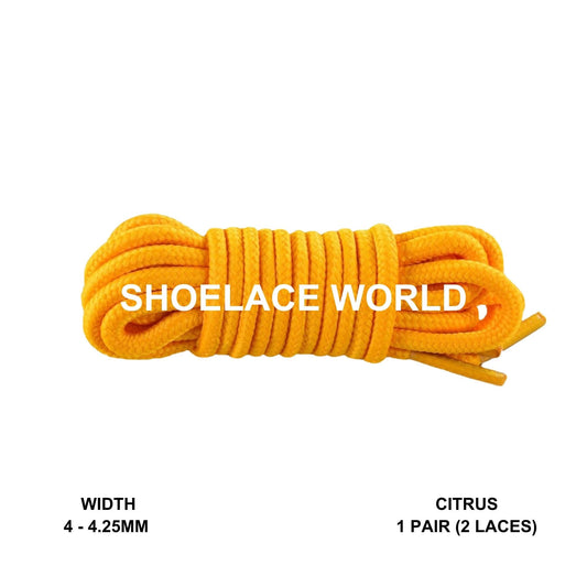 Citrus Thin Round Shoelaces 4mm - 4.25mm Classic Colorful Laces Ships Out From The USA Next Day