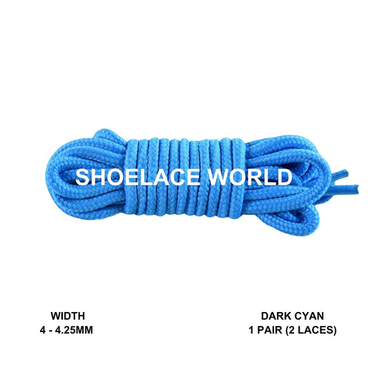 Dark Cyan Thin Round Shoelaces 4mm - 4.25mm Classic Colorful Laces Ships Out From The USA Next Day