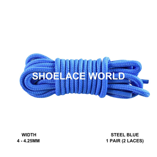 Steel Blue Thin Round Shoelaces 4mm - 4.25mm Classic Colorful Laces Ships Out From The USA Next Day