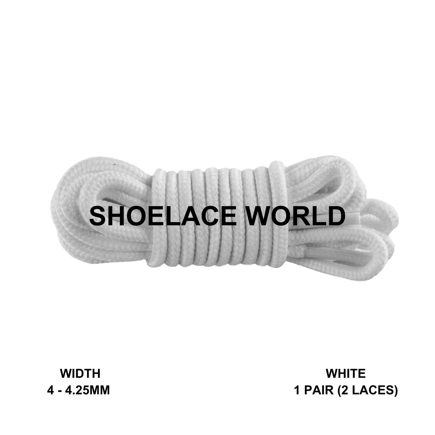 White Thin Round Shoelaces 4mm - 4.25mm Classic Colorful Laces Ships Out From The USA Next Day