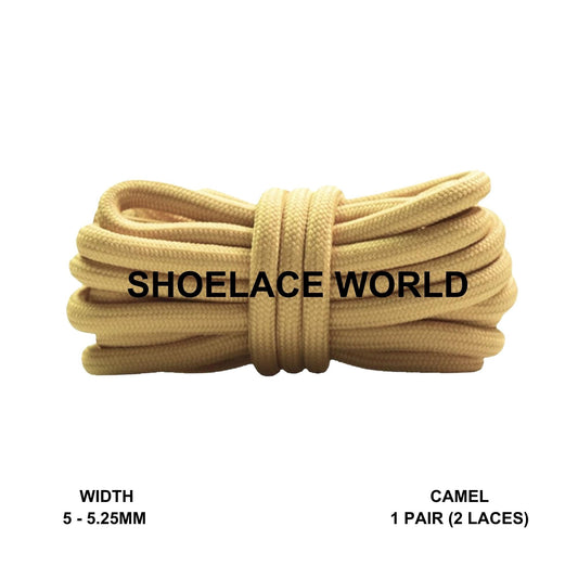Camel Classic Rope Shoelaces 5mm - 5.25mm Classic Colorful Laces Ships Out From The USA Next Day