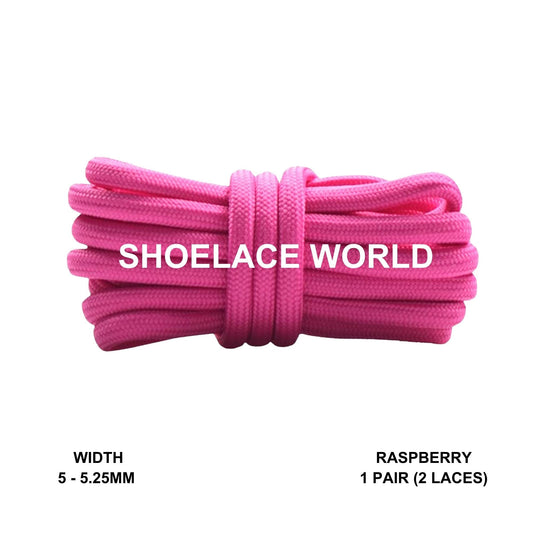 Raspberry Classic Rope Shoelaces 5mm - 5.25mm Classic Colorful Laces Ships Out From The USA Next Day
