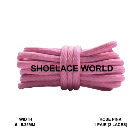 Rose Pink Classic Rope Shoelaces 5mm - 5.25mm Classic Colorful Laces Ships Out From The USA Next Day