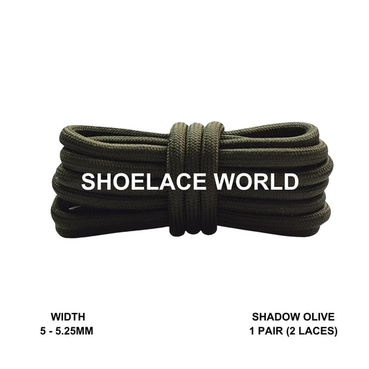 Shadow Olive Classic Rope Shoelaces 5mm - 5.25mm Classic Colorful Laces Ships Out From The USA Next Day