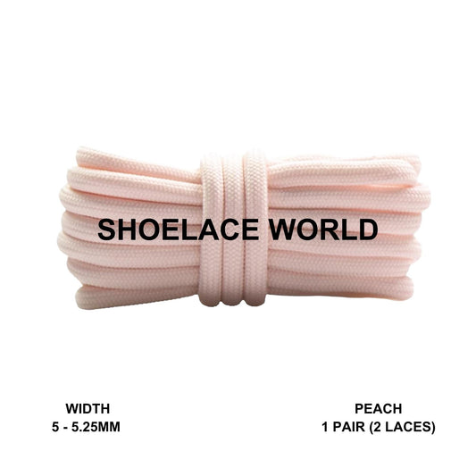 Peach Classic Rope Shoelaces 5mm - 5.25mm Classic Colorful Laces Ships Out From The USA Next Day