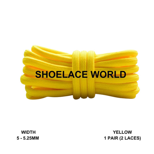 Yellow Classic Rope Shoelaces 5mm - 5.25mm Classic Colorful Laces Ships Out From The USA Next Day