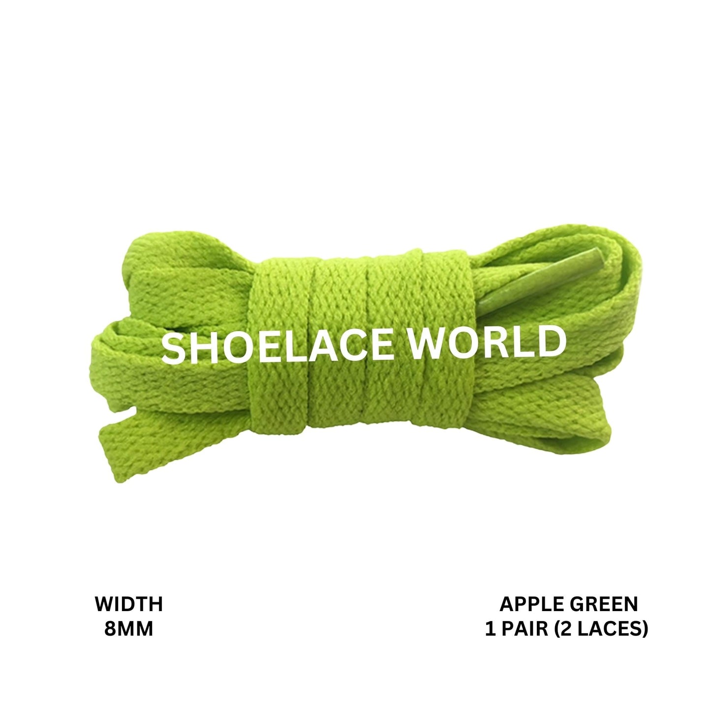 Apple Green Classic Flat Shoelaces 5/16 Inch 8mm Laces Ships Out From The USA Next Day