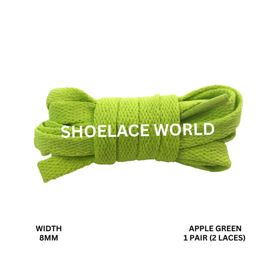 Apple Green Classic Flat Shoelaces 5/16 Inch 8mm Laces Ships Out From The USA Next Day