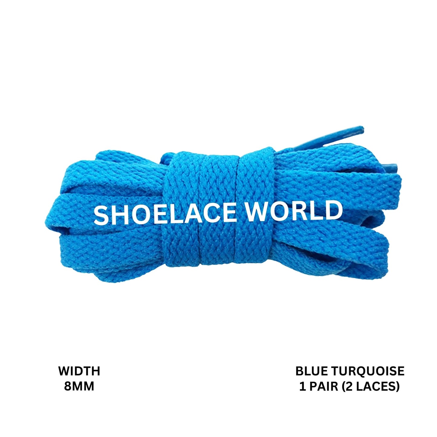 Blue Turquoise Classic Flat Shoelaces 5/16 Inch 8mm Laces Ships Out From The USA Next Day