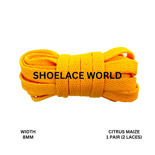 Citrus Maize Classic Flat Shoelaces 5/16 Inch 8mm Laces Ships Out From The USA Next Day