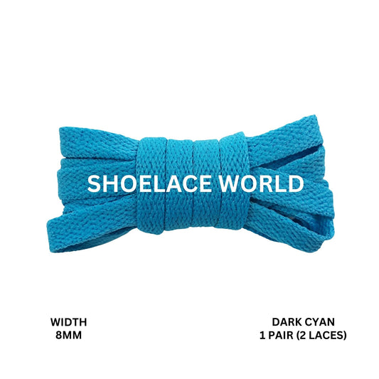 Dark Cyan Classic Flat Shoelaces 5/16 Inch 8mm Laces Ships Out From The USA Next Day