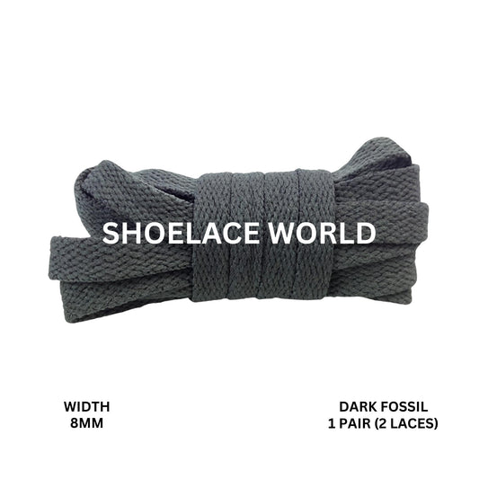 Dark Fossil Classic Flat Shoelaces 5/16 Inch 8mm Laces Ships Out From The USA Next Day