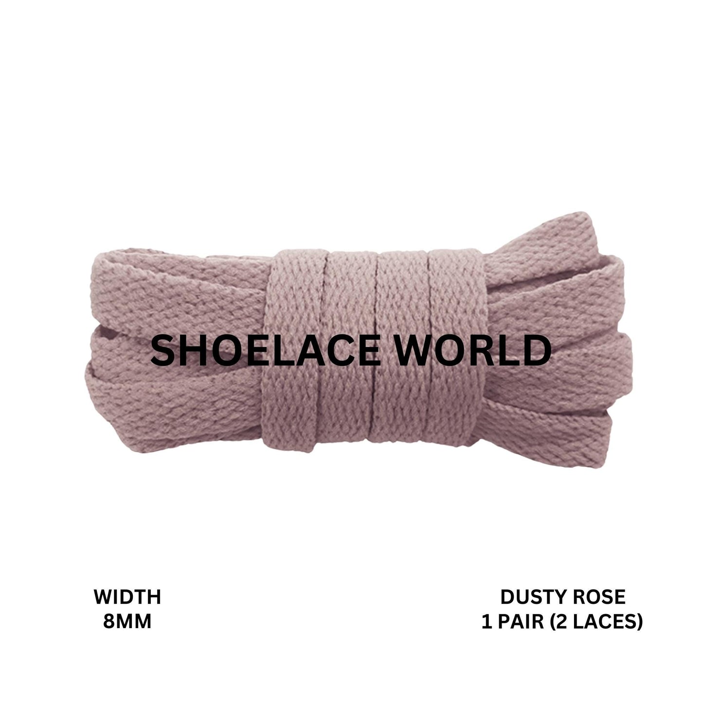 Dusty Rose Classic Flat Shoelaces 5/16 Inch 8mm Laces Ships Out From The USA Next Day