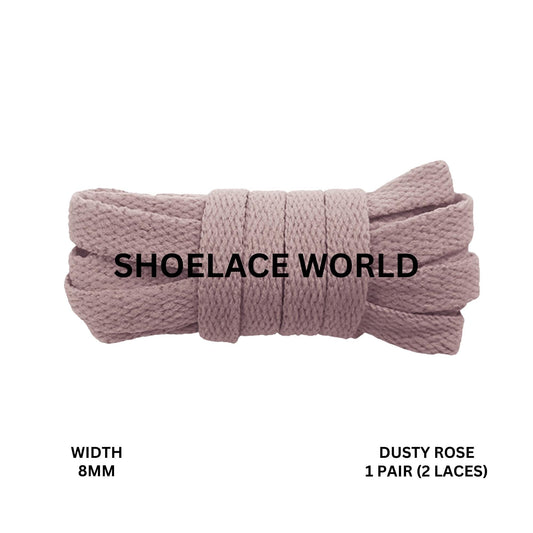 Dusty Rose Classic Flat Shoelaces 5/16 Inch 8mm Laces Ships Out From The USA Next Day