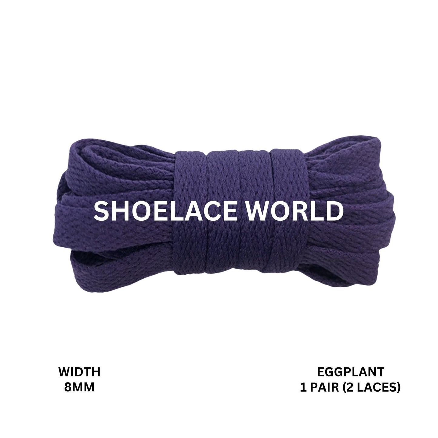 Eggplant Classic Flat Shoelaces 5/16 Inch 8mm Laces Ships Out From The USA Next Day