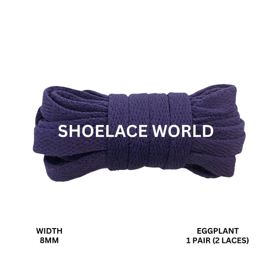 Eggplant Classic Flat Shoelaces 5/16 Inch 8mm Laces Ships Out From The USA Next Day