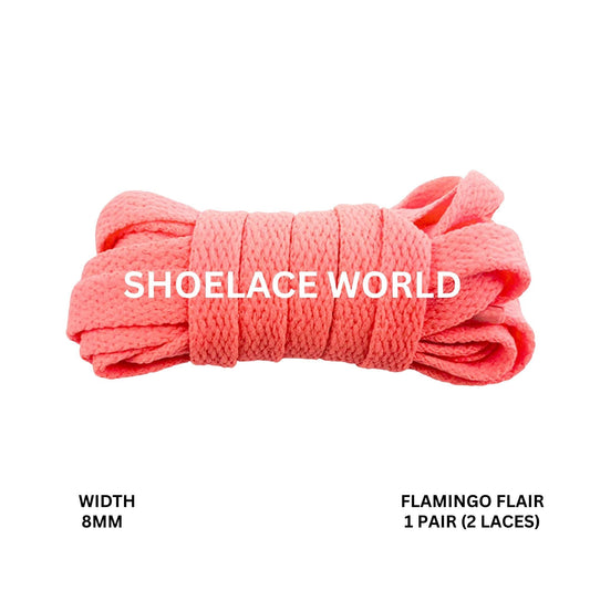 Flamingo Flair Classic Flat Shoelaces 5/16 Inch 8mm Laces Ships Out From The USA Next Day