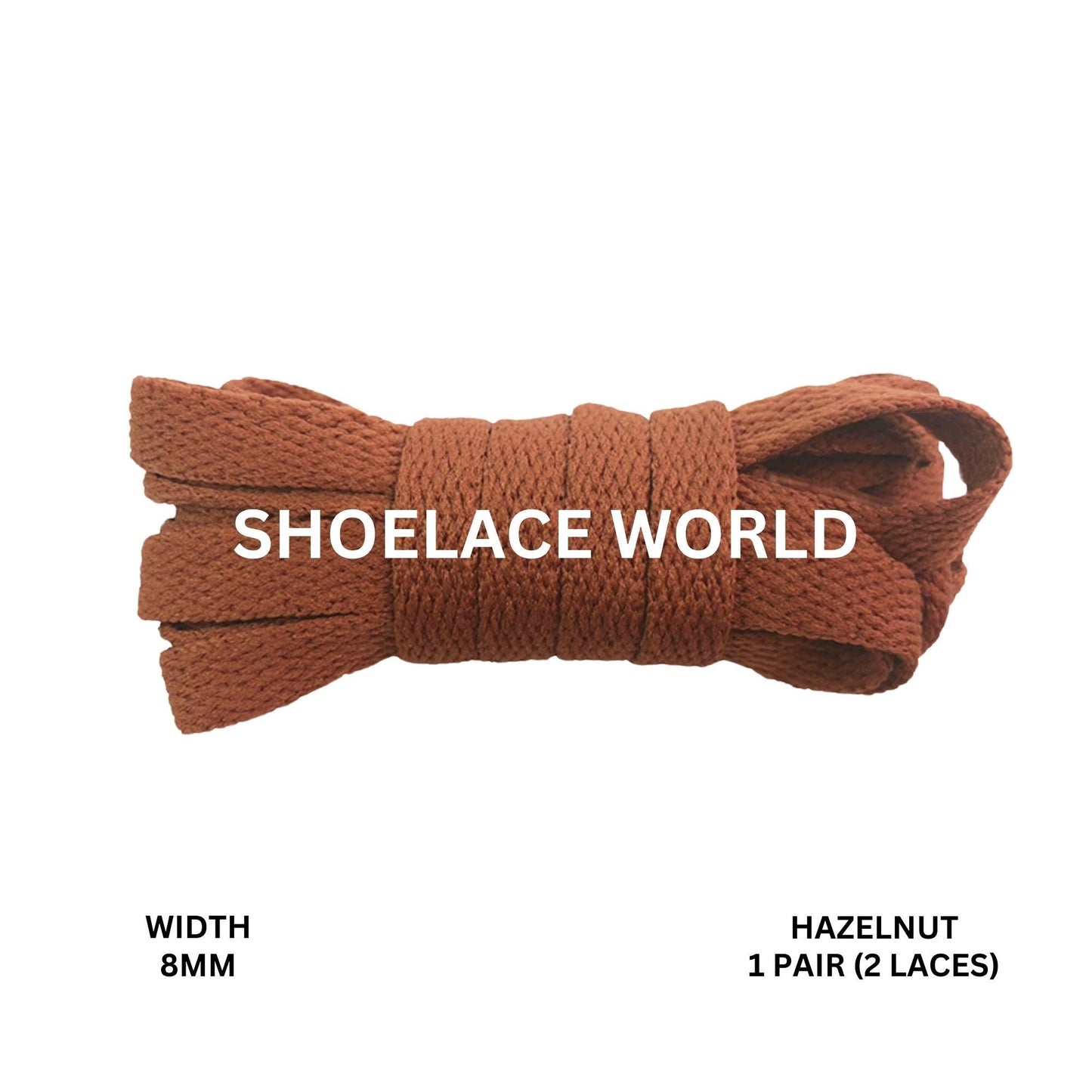 Hazelnut Classic Flat Shoelaces 5/16 Inch 8mm Laces Ships Out From The USA Next Day