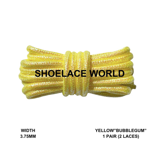 Yellow Bubblegum Glitter Rope Shoelaces 3.75mm Colorful Pattern Laces Ships Out From The USA Next Day