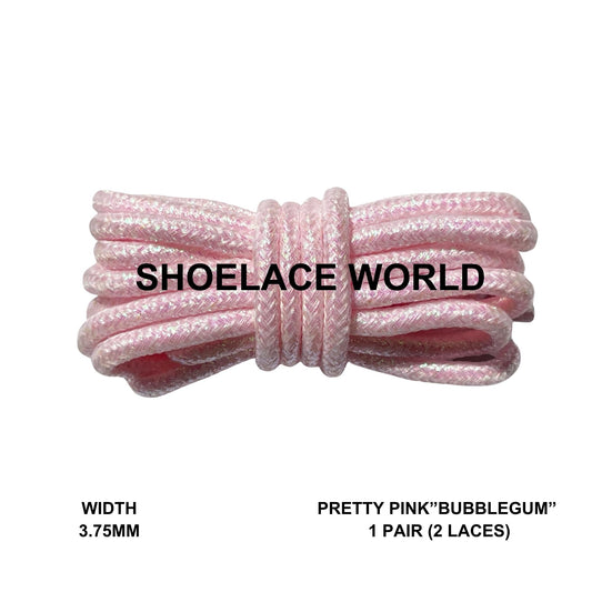 Pretty Pink Bubblegum Glitter Rope Shoelaces 3.75mm Colorful Pattern Laces Ships Out From The USA Next Day