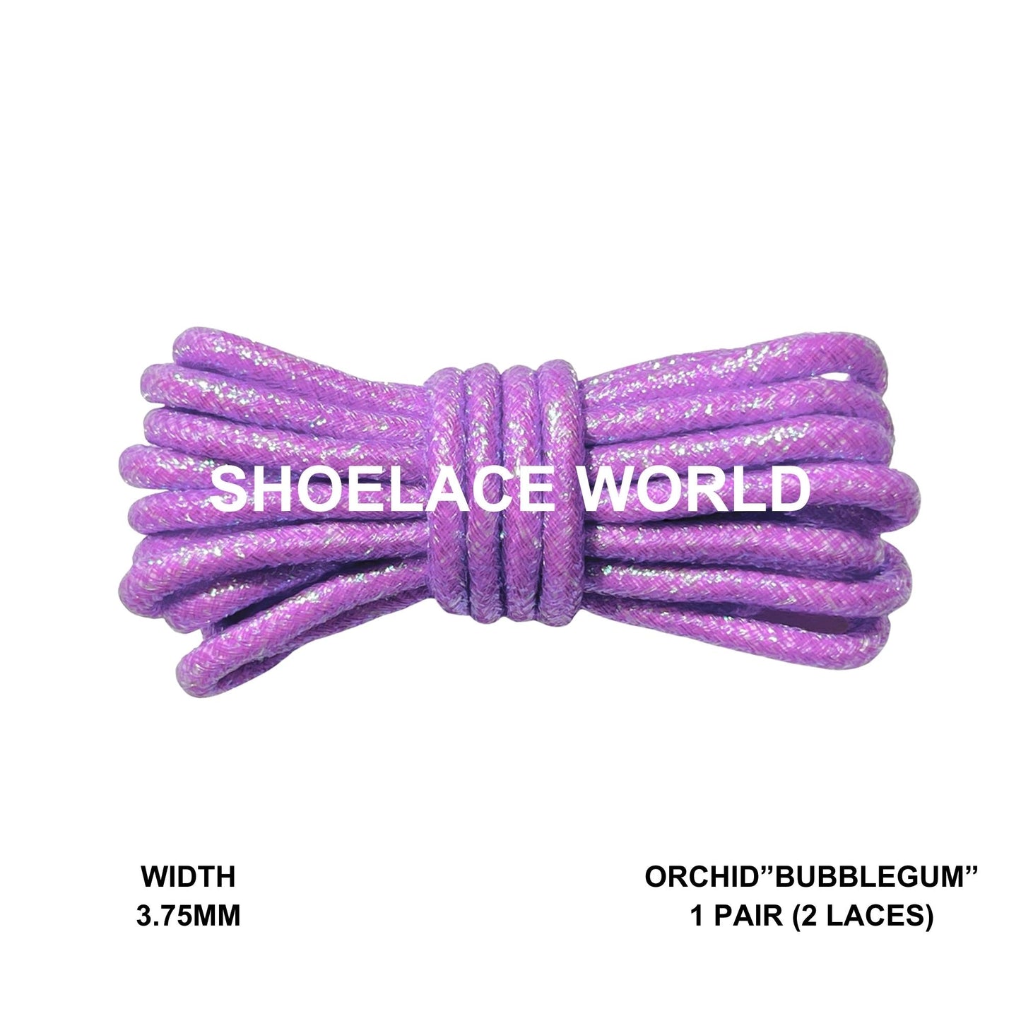 Orchid Bubblegum Glitter Rope Shoelaces 3.75mm Colorful Pattern Laces Ships Out From The USA Next Day