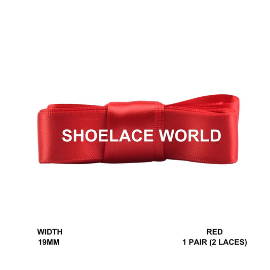 Red Ribbon Shoelaces 19mm 3/4th Inch Velvet Satin Laces Ships Fast From The USA