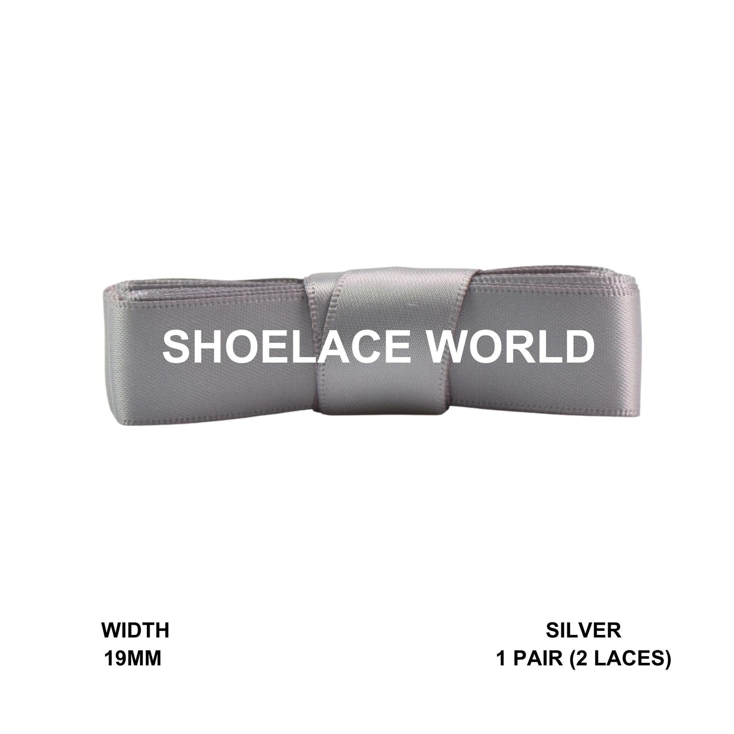 Silver Ribbon Shoelaces 19mm 3/4th Inch Velvet Satin Laces Ships Fast From The USA