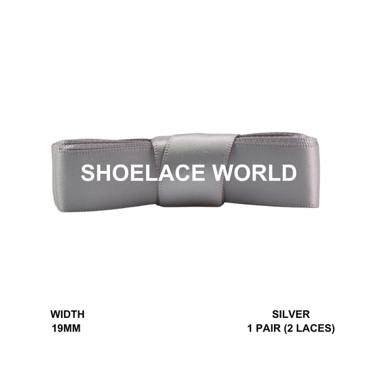Silver Ribbon Shoelaces 19mm 3/4th Inch Velvet Satin Laces Ships Fast From The USA