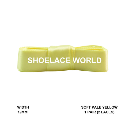Soft Pale Yellow Ribbon Shoelaces 19mm 3/4th Inch Velvet Satin Laces Ships Fast From The USA