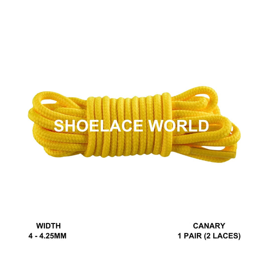 Canary Thin Round Shoelaces 4mm - 4.25mm Classic Colorful Laces Ships Out From The USA Next Day