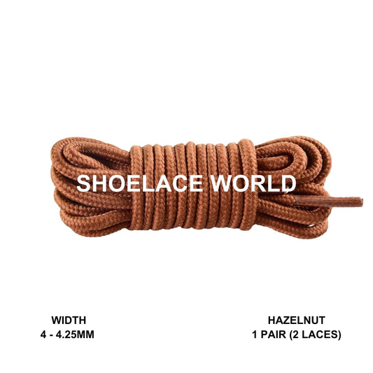 Hazelnut Thin Round Shoelaces 4mm - 4.25mm Classic Colorful Laces Ships Out From The USA Next Day