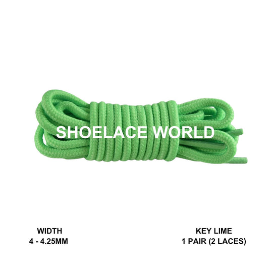 Key Lime Thin Round Shoelaces 4mm - 4.25mm Classic Colorful Laces Ships Out From The USA Next Day