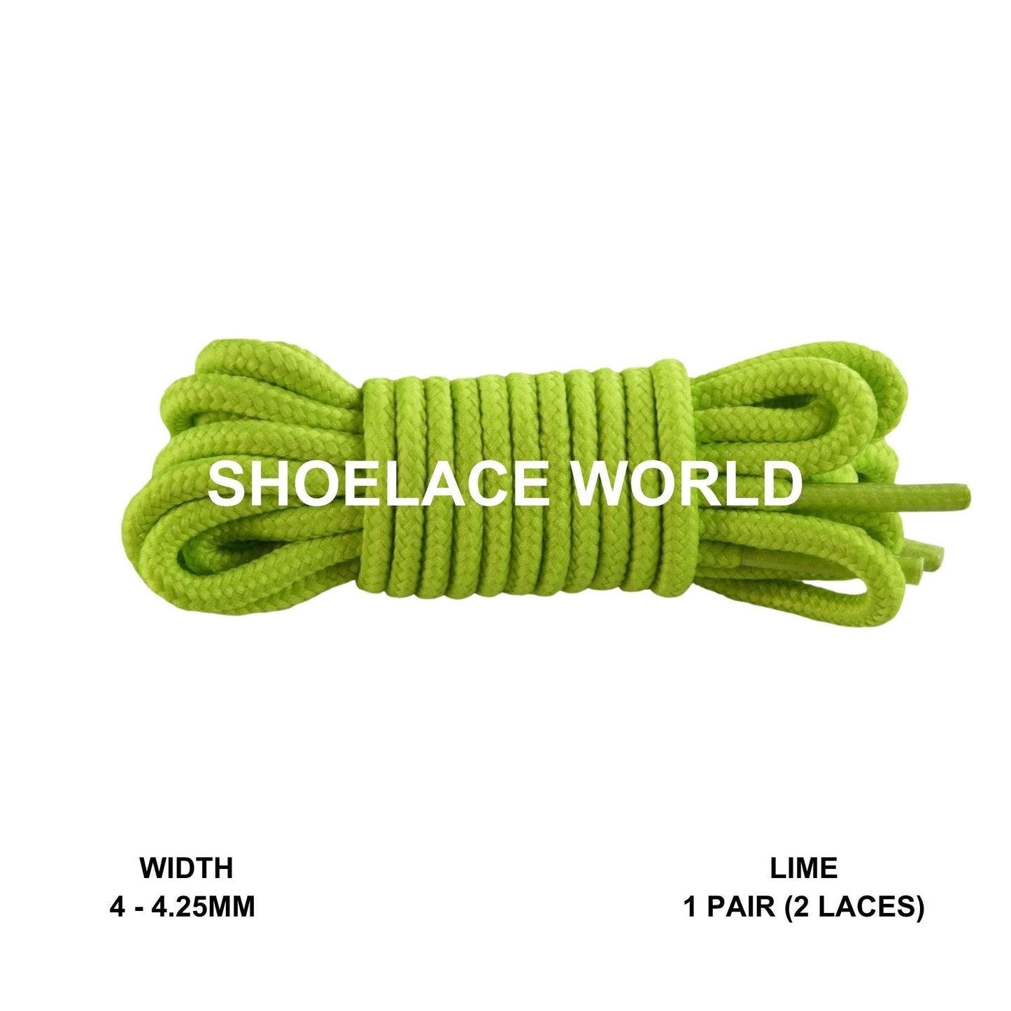 Lime Thin Round Shoelaces 4mm - 4.25mm Classic Colorful Laces Ships Out From The USA Next Day