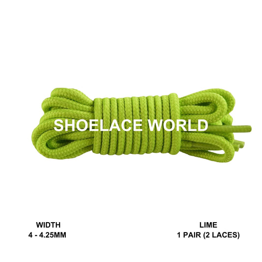 Lime Thin Round Shoelaces 4mm - 4.25mm Classic Colorful Laces Ships Out From The USA Next Day