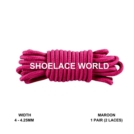 Maroon Thin Round Shoelaces 4mm - 4.25mm Classic Colorful Laces Ships Out From The USA Next Day