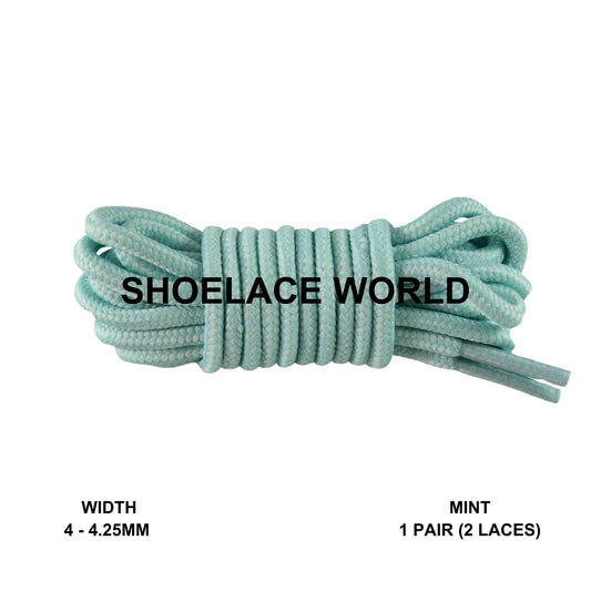 Mint Thin Round Shoelaces 4mm - 4.25mm Classic Colorful Laces Ships Out From The USA Next Day