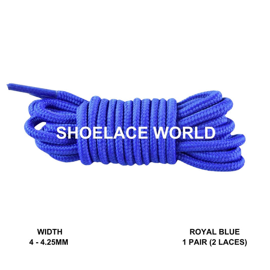 Royal Blue Thin Round Shoelaces 4mm - 4.25mm Classic Colorful Laces Ships Out From The USA Next Day