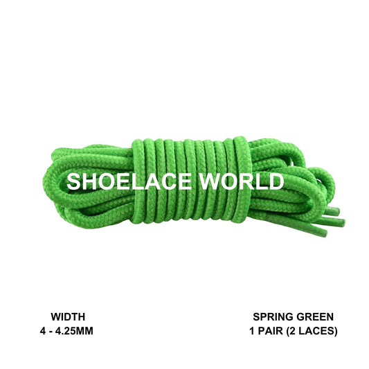 Spring Green Thin Round Shoelaces 4mm - 4.25mm Classic Colorful Laces Ships Out From The USA Next Day