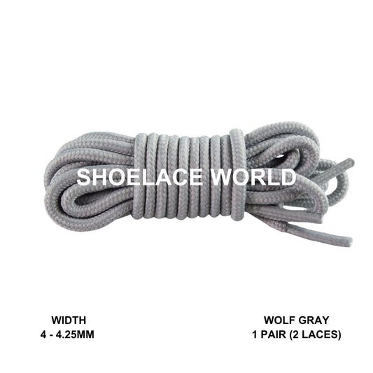 Wolf Grey Thin Round Shoelaces 4mm - 4.25mm Classic Colorful Laces Ships Out From The USA Next Day