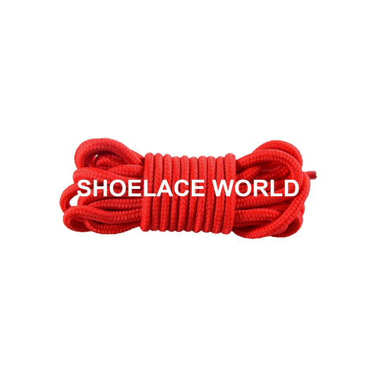 Red Thin Round Shoelaces 4mm - 4.25mm Classic Colorful Laces Ships Out From The USA Next Day