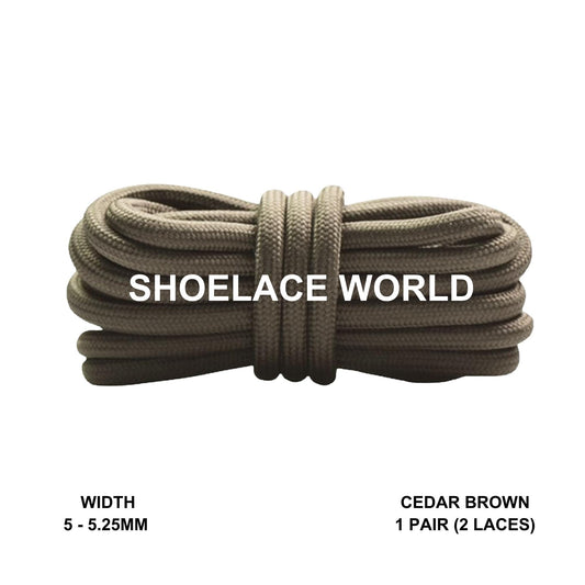 Cedar Brown Classic Rope Shoelaces 5mm - 5.25mm Classic Colorful Laces Ships Out From The USA Next Day