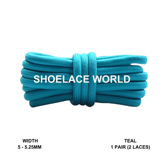 Teal Blue Classic Rope Shoelaces 5mm - 5.25mm Classic Colorful Laces Ships Out From The USA Next Day