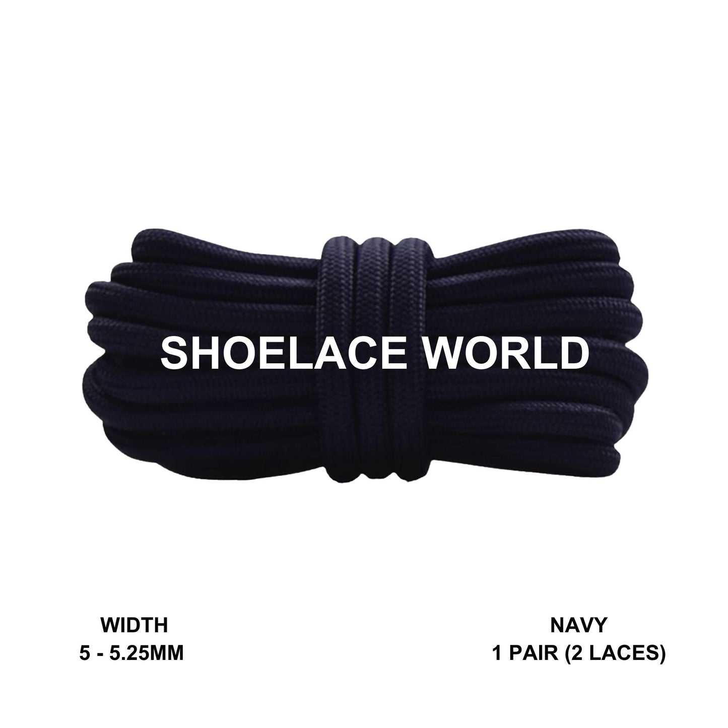 Navy Classic Rope Shoelaces 5mm - 5.25mm Classic Colorful Laces Ships Out From The USA Next Day