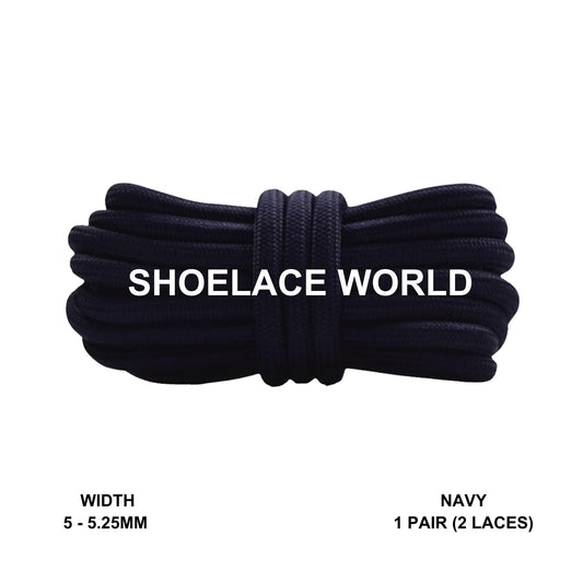 Navy Classic Rope Shoelaces 5mm - 5.25mm Classic Colorful Laces Ships Out From The USA Next Day